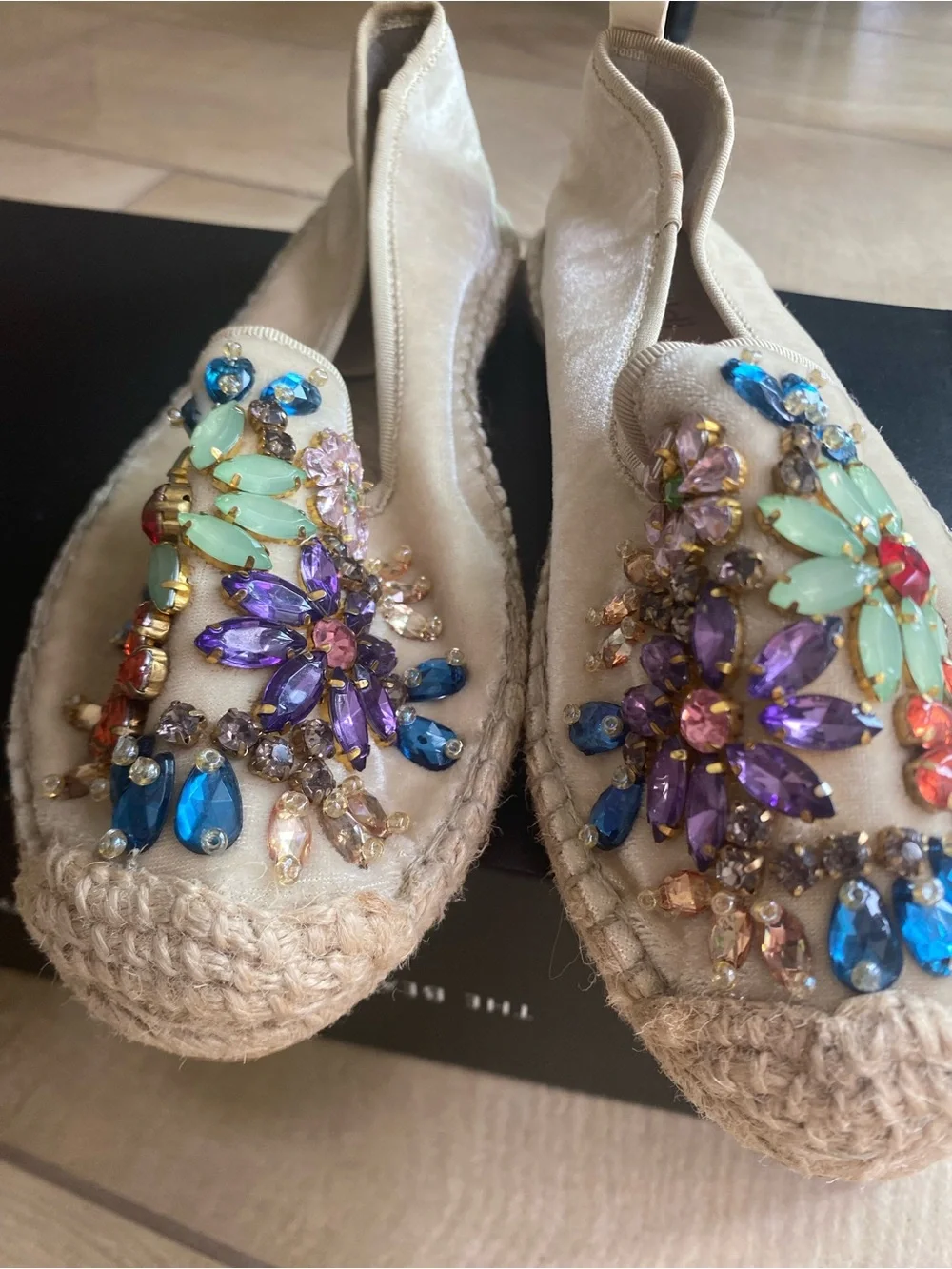 Rhinestone Espadrille Slip-Ons Multicolor